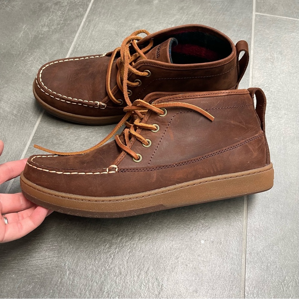 L.L.Bean Mens Flannel Lined Leather Ranger Moc Toe Chukka Boots, Size 9 - Picture 7 of 14